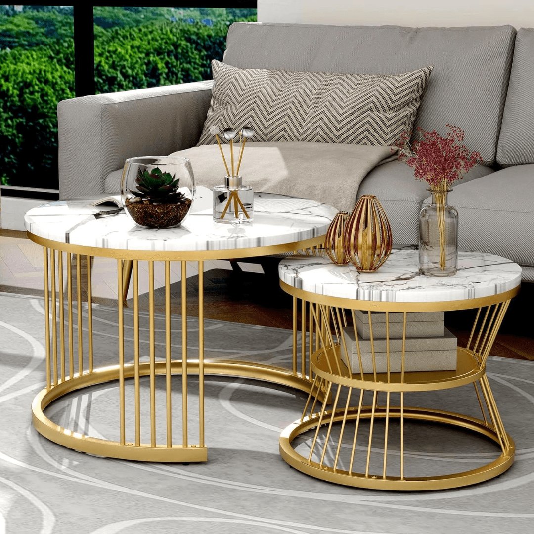 Sleek Pedestal Gold Coffee Table