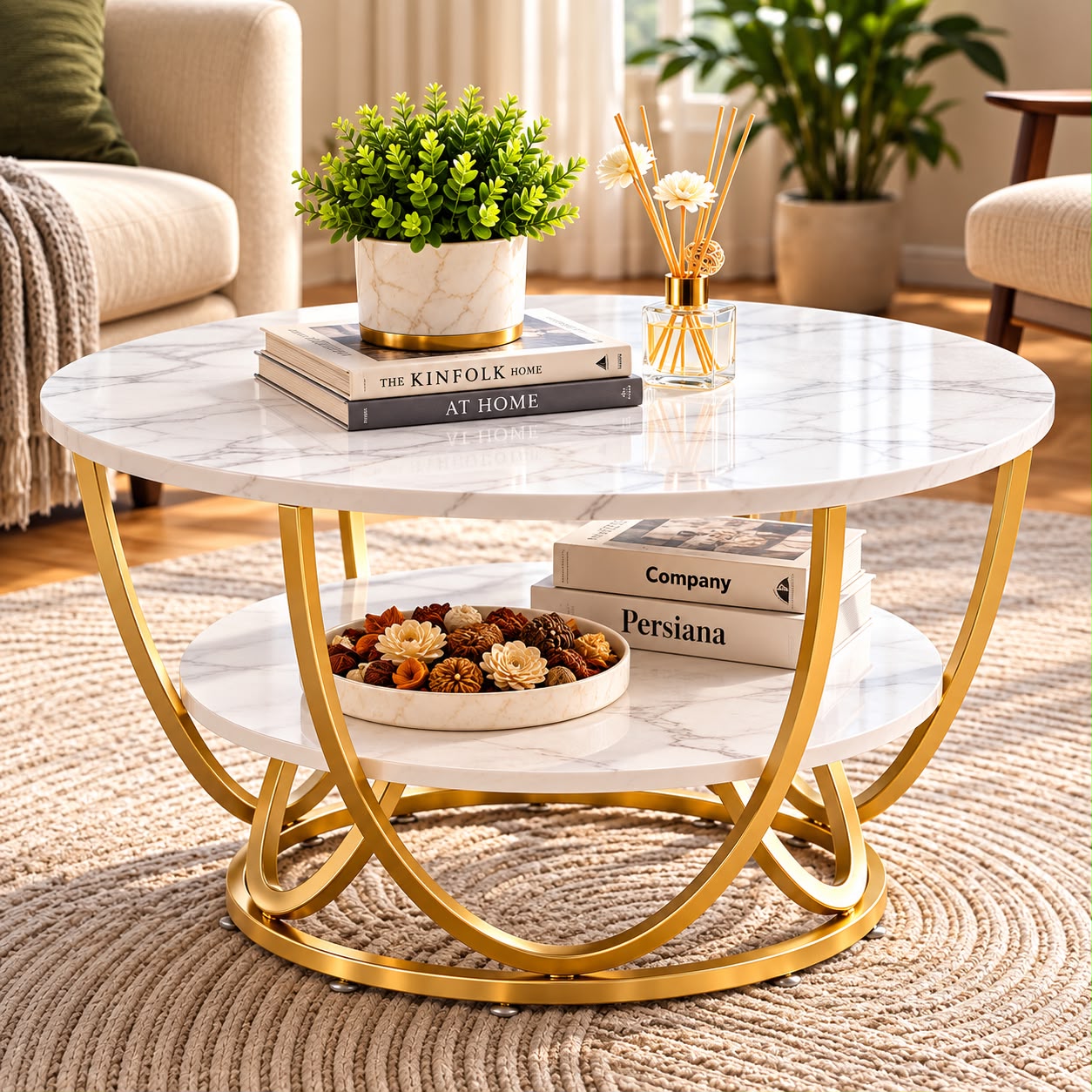 Marble Top Oval Coffee Table