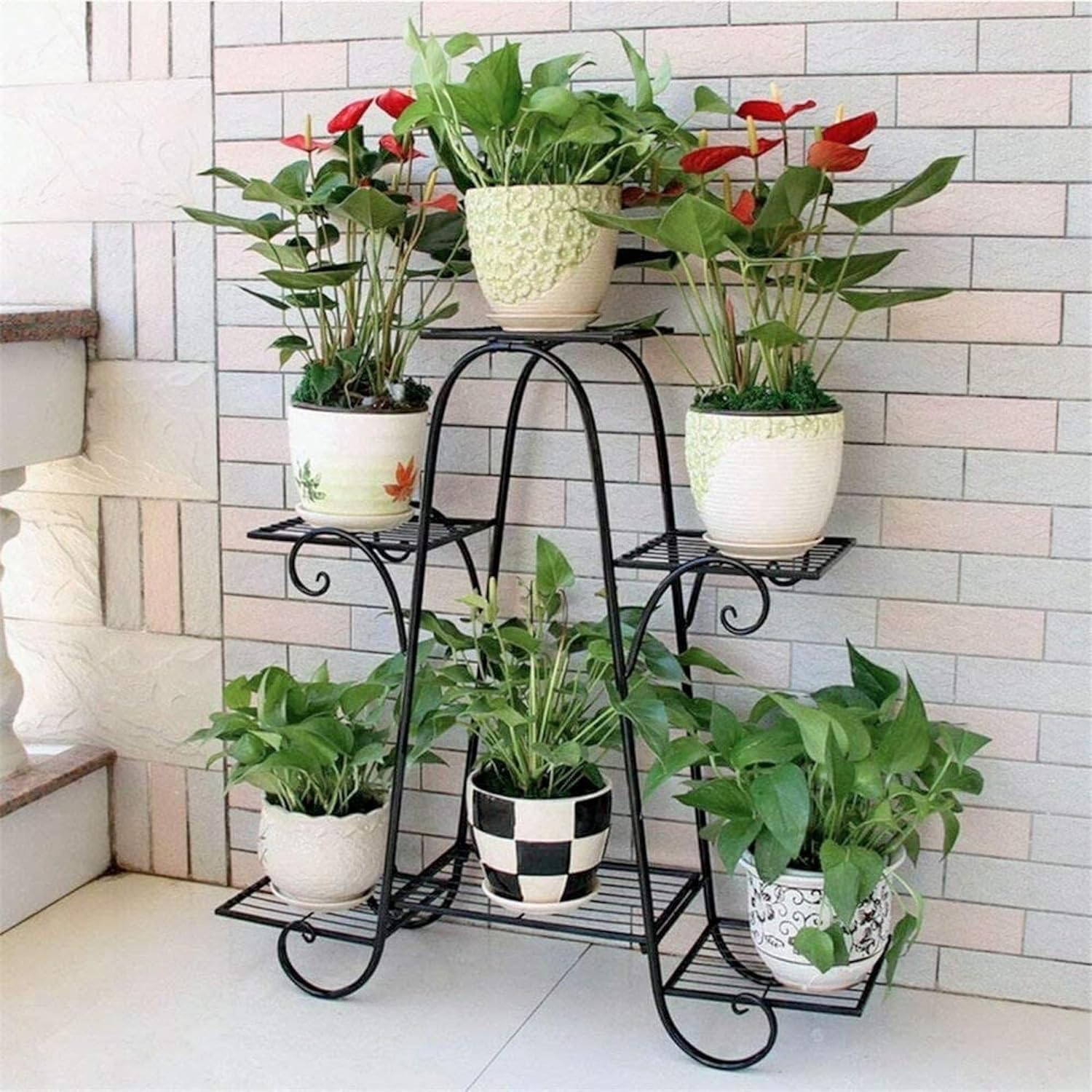 Black Multi-Tier Iron Plant Stand