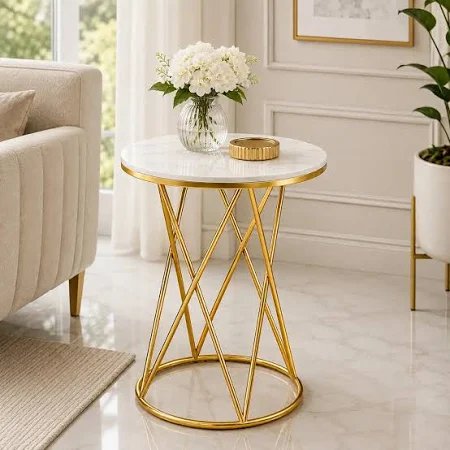 Hexagon Marble Accent Table